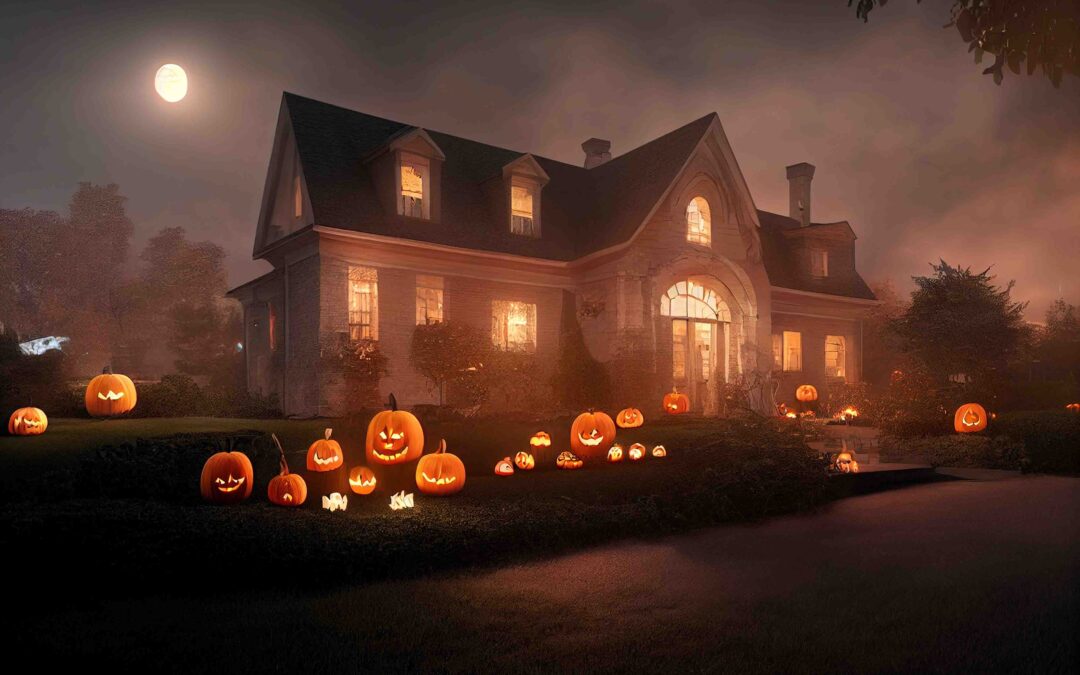 Digital,Art,Of,Halloween,Spooky,Background,,Scary,Lantern,Pumpkin,Face.